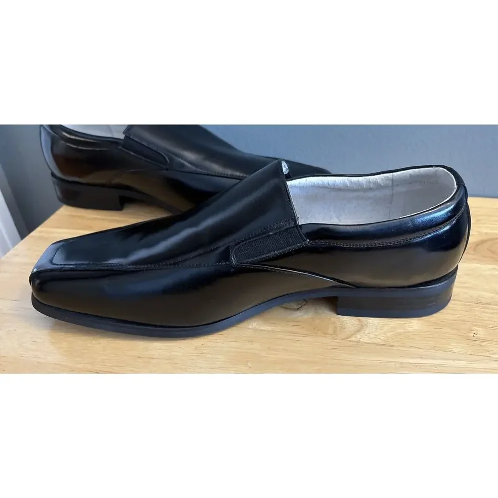 Near Mint. stacy adams hillman black bike toe slip on‎ leather loafer 11W